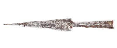 Lot 41 hand forged iron spear 16th 18th c.