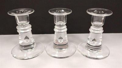 STUEBEN ART GLASS TEARDROP CANDLE HOLDERS