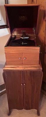 Antique Victrola and records