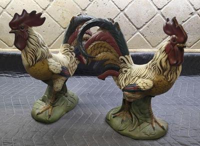 Ceramic roosters x2