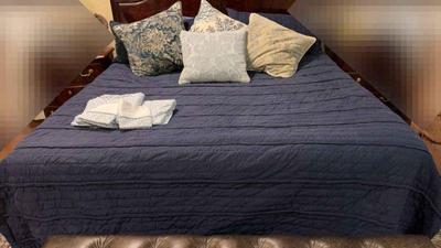 Blue king bed ensemble