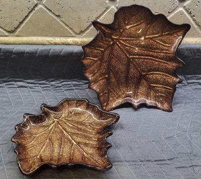 Vintage fall copper colored glass leaves