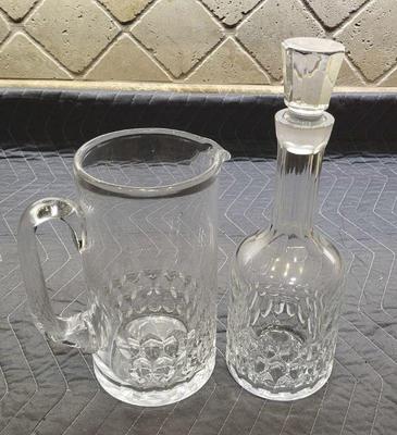 Crystal decanter with matching pitcher