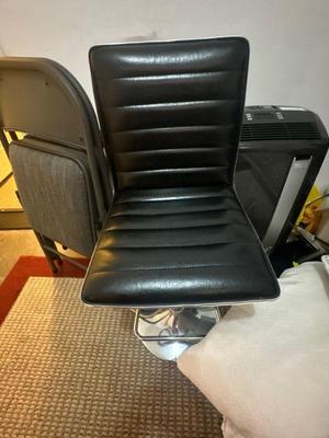Black bar stool & folding chairs