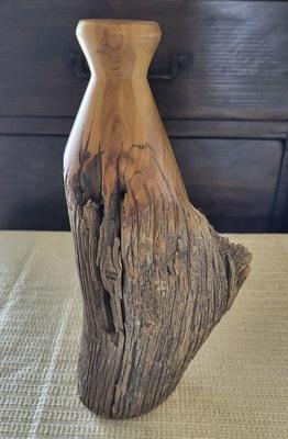 Hand carved wood vase