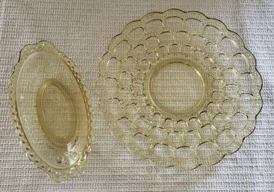 Vintage yellow glassware x2