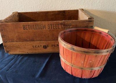 Wooden crate basket