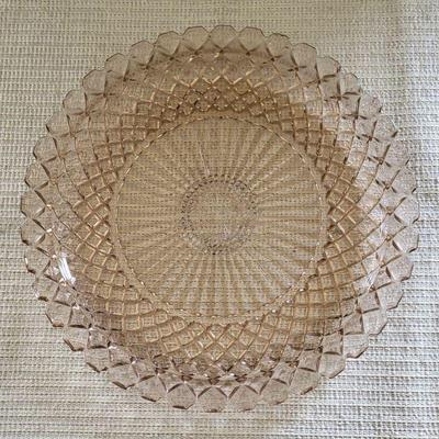 Vintage anchor hocking pink cake plate
