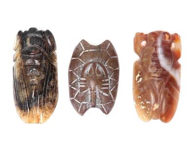 Lot 153 three chinese carved stone beads