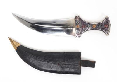 Lot 41 indian enamel dagger w scabbard