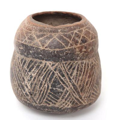 Lot 203 pre columbian incised vessel