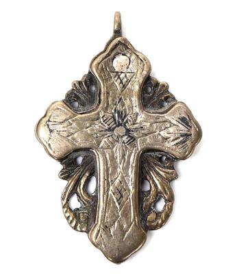 Lot 133 european silver reliquary cross pendant 18th c.