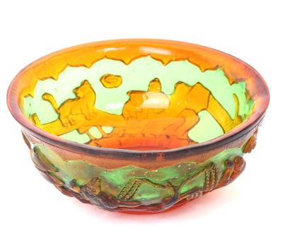 Lot 344 chinese rainbow colored peking glass dish