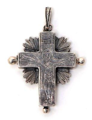 Lot 132 sterling silver reliquary crucifix pendant 19th c.