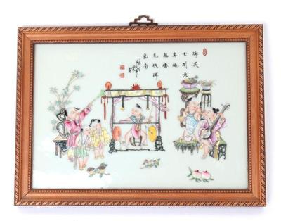 Lot 353 chinese porcelain plaque child musicians