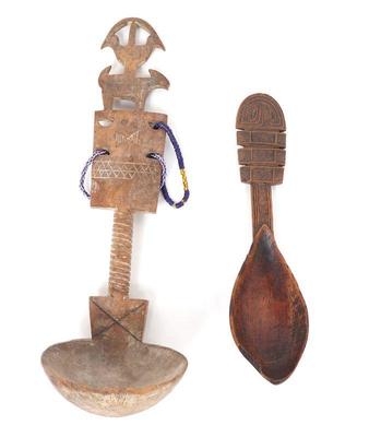 Lot 184 two tribal wood carved spoons