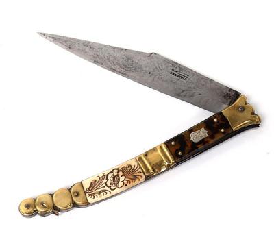 Lot 23 spanish etched navaja folding knife 18th19th c.