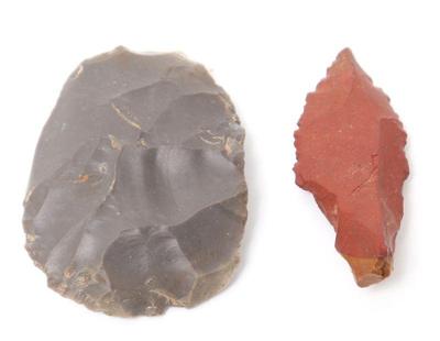 Lot 64 grey scraper red jasper arrowhead