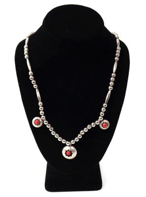 Lot 174 sterling silver coral native american necklace