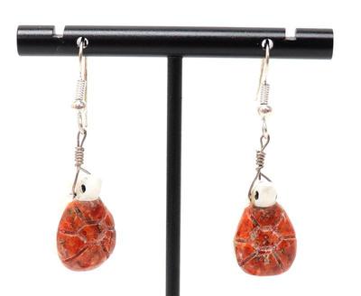 Lot 178 lovely pair of shell coral turtle earrings
