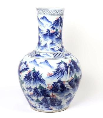 Lot 367 large heavy chinese blue and white porcelain vase