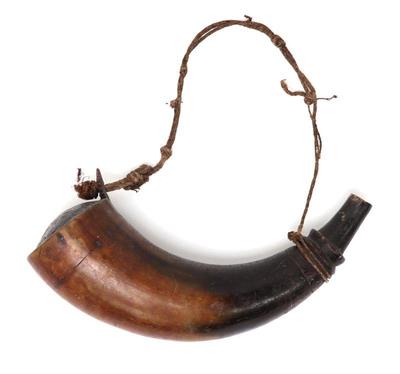 Lot 108 large early buffalo powder horn, 18th c.