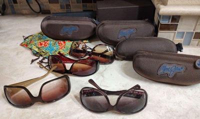 Numerous sunglasses empty cases