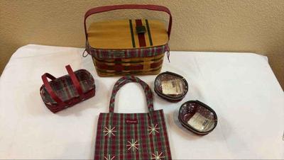 Longaberger 2008 christmas collection wrap it up basket and more