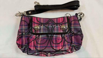 Authentic stylish plaid coach handbag
