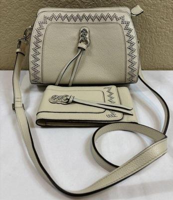 Cream colored brighton handbag and wallet