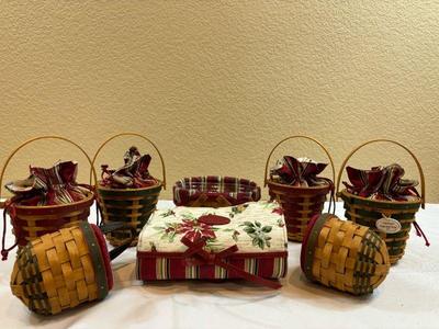 Longaberger christmas 2007 peppermint stripe baskets and more