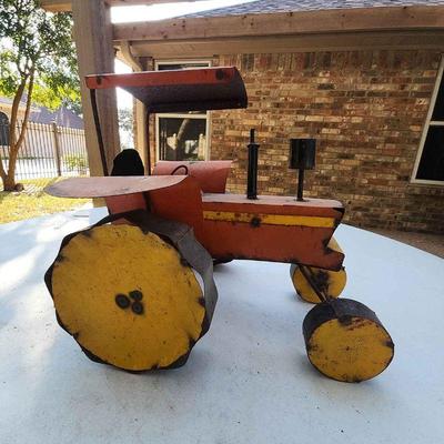 Metal tractor yard art