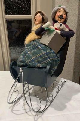 Byers choice carolers couple in sleigh