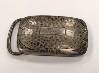 Arts & Crafts hammered sterling buckle. Pat'd 1915