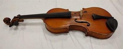 GERMAN COPY OF AN NIKOLAUS AMATI VIOLIN.  AS IS, HAS CRACK