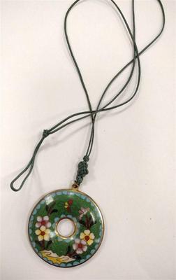 Chinese cloisonne' pendant, bi shape