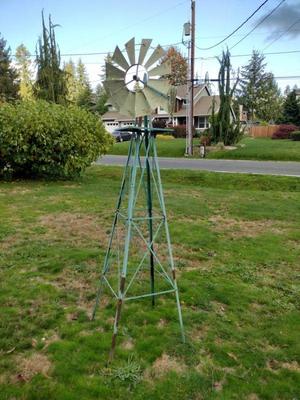 8' TALL METAL YARD ART WINDMILL
