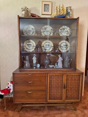 Lane "Perception" Mid-Century Modern Two piece China Cabinet