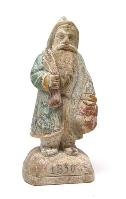 Hand Carved Wooden 1850 Father Christmas Sculpture