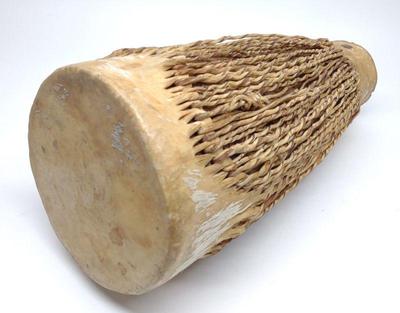 Primitive African Wooden Animal Hide Hand Drum
