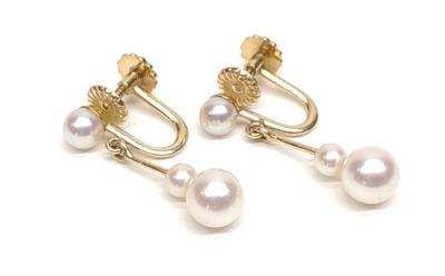 Pr of 14K Yellow Gold & Pearl Clip On Earrings