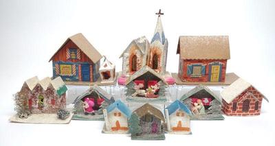 12 Vintage Putz Japan House Christmas Decorations