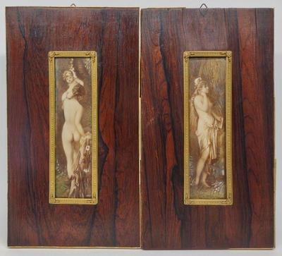 Pr of Hans Makart Miniature Nude Senses Paintings