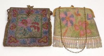 2 Vintage Art Deco Mesh & Steel Bead Purses