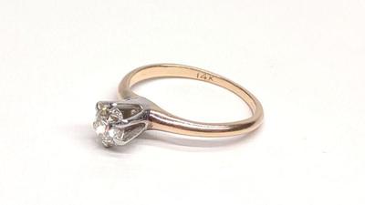 14K Gold European Cut Solitaire Ring (0.5 ct) sz 5