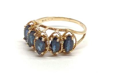 10K Gold Marquise Sapphire Ring (sz 5.75)