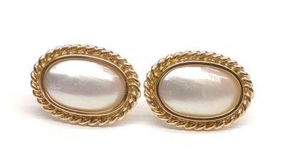 14K Yellow Gold Mabe Pearl Earrings