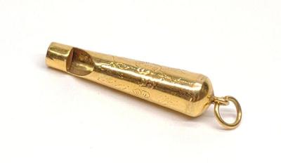 14K Yellow Gold Whistle Pendant