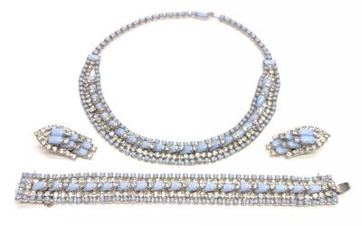 Kramer Blue Glass Necklace, Bracelet & Earring Set