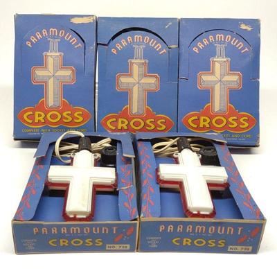 (5) Vintage Christmas Paramount Cross Lights